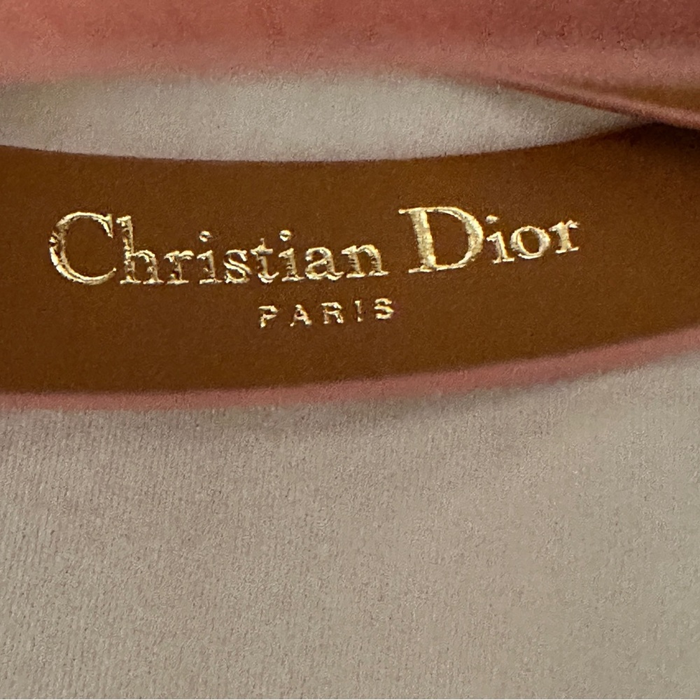 NIB CHRISTIAN DIOR BRACELET Montaigne Rose Double Wrap Leather w/ Gold Turlock - Picture 3 of 7
